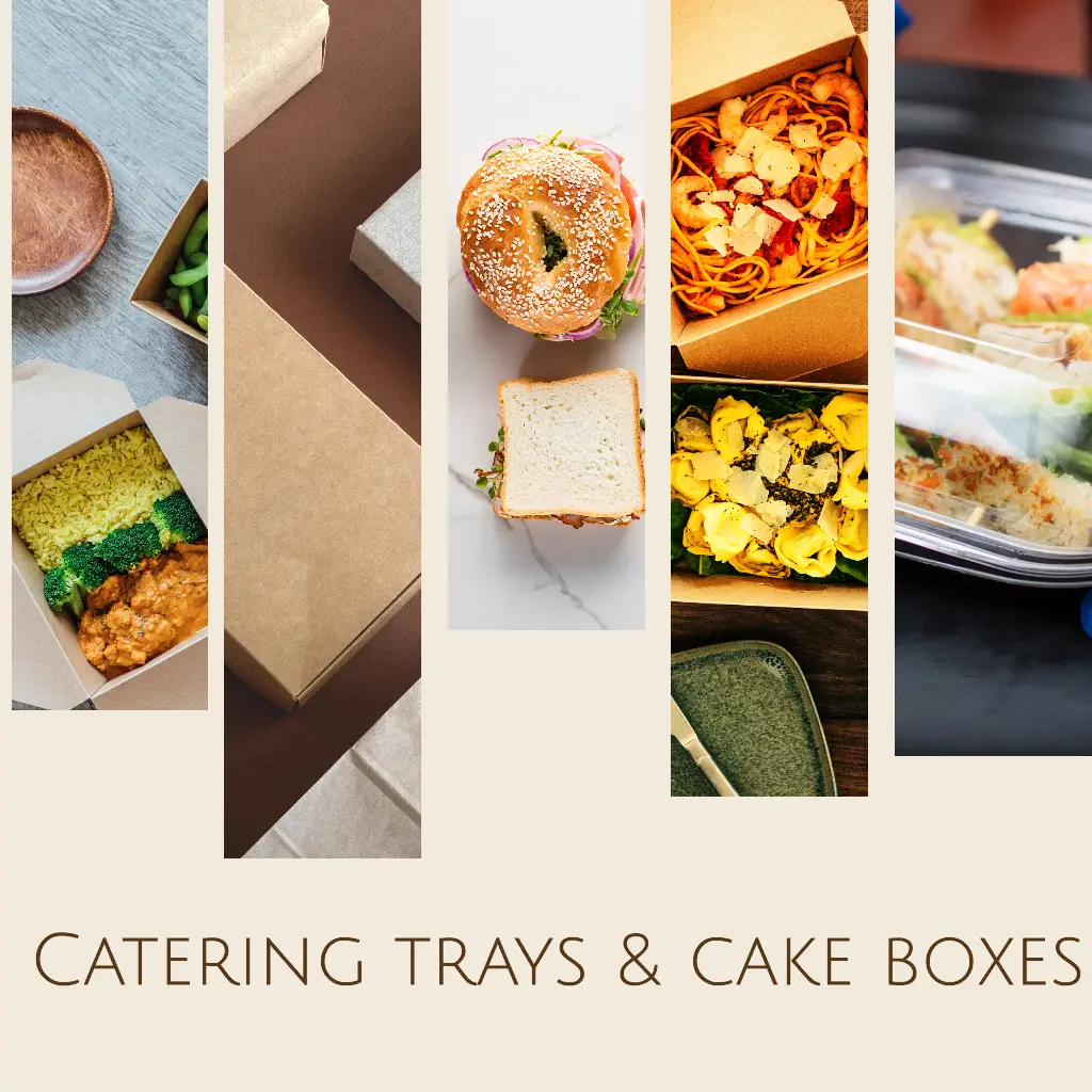 Cardboard Catering Trays with Lids and Cake Box