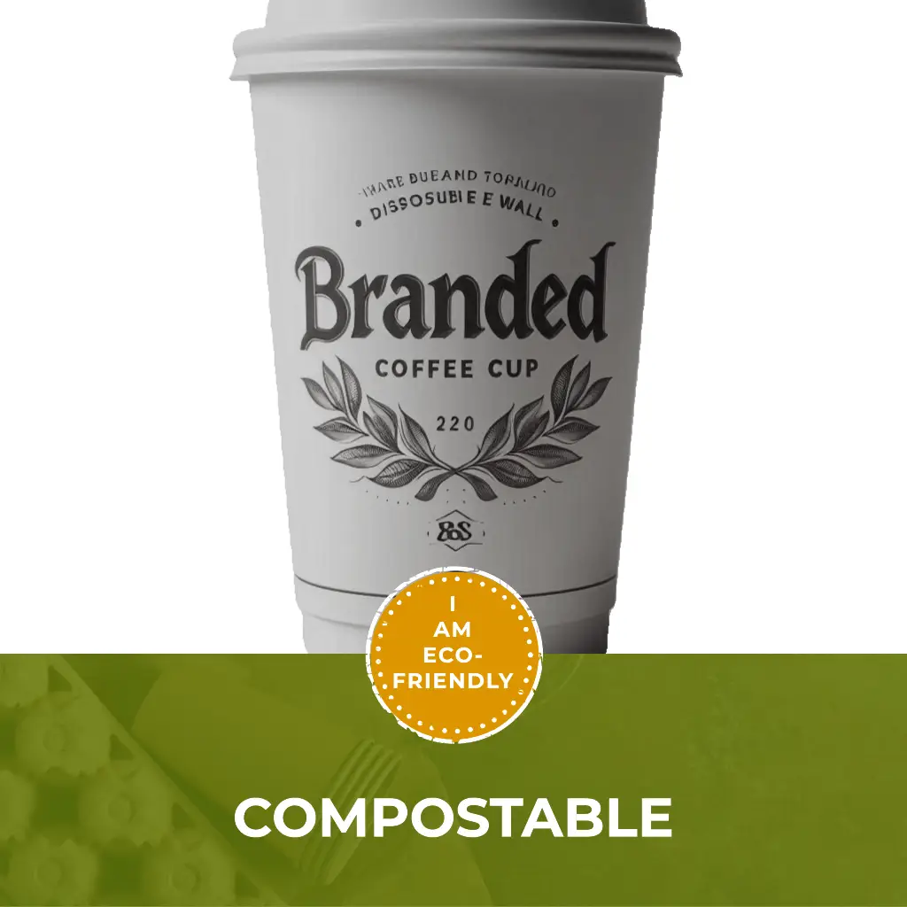 Compostable Large Coffee Cup with your brand Compostable large Branded Coffee Cup
